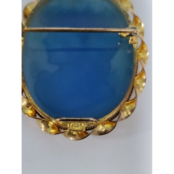 Vintage Vermeil Gold-Plated Glass Victorian Brooch Pendant Exquisite Piece - Picture 8 of 9